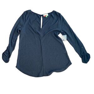 Modcloth Fervour Sweater Roll Tab Sleeve V Neck Large NWOT